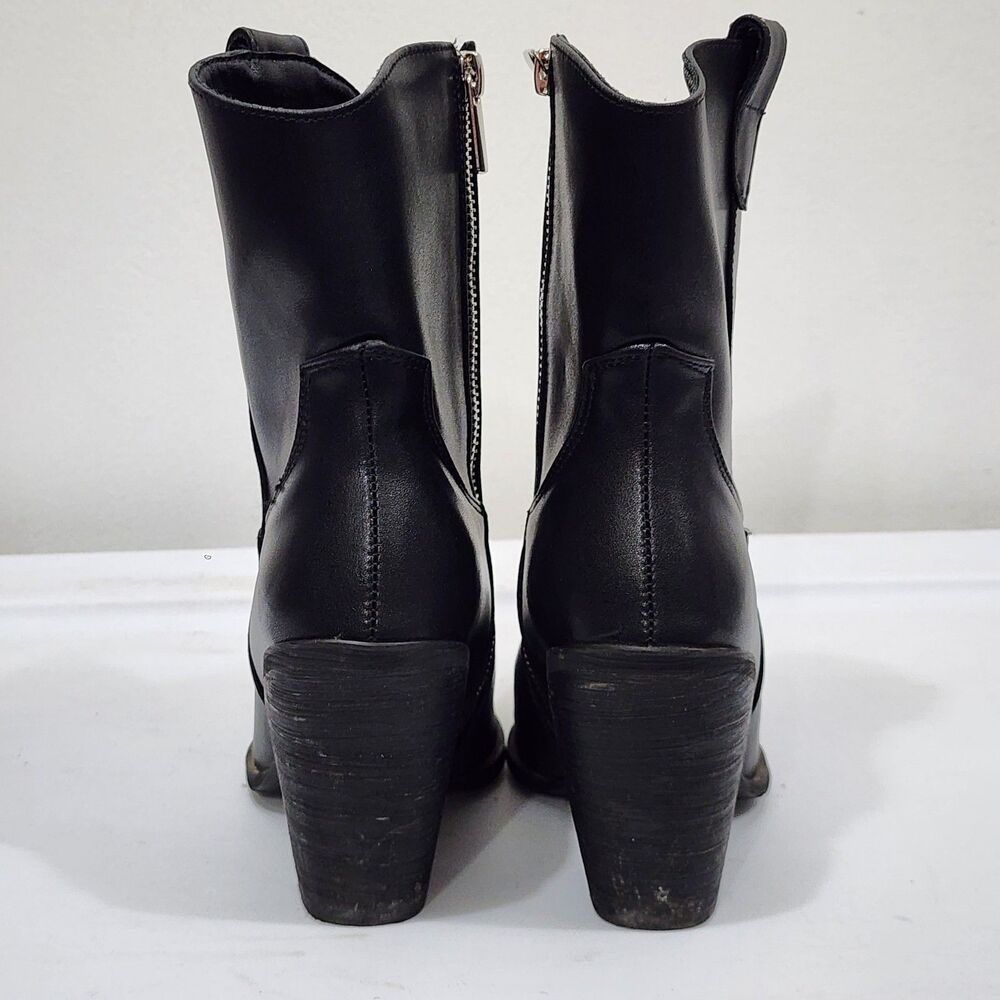 Fashion Nova Western Cowboy Boot Black Faux Leather Stack Heel EUR 37 US 6-6.5 - Picture 11 of 16